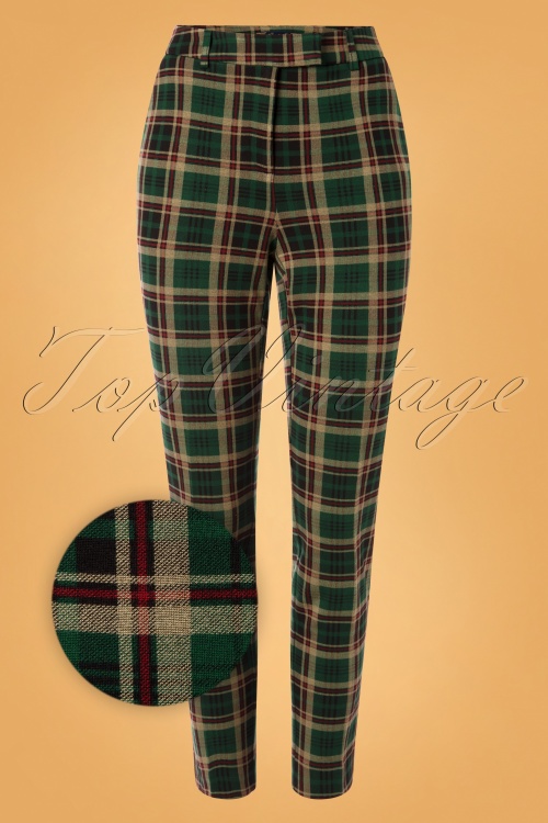 King Louie - 60s Ann Rodeo Check Pants in Peacock Green 2