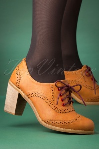 Banned Retro - 70s Betty Does Country Lace Up Shoe Booties in Tan 2