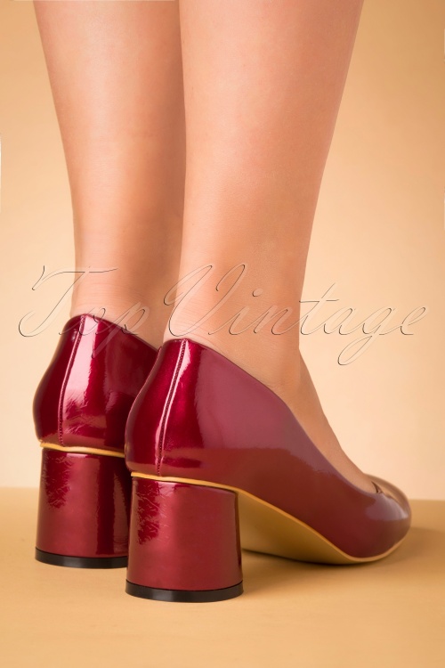 Banned Retro - 60s The Modernist Patent Pumps in Burgundy 4