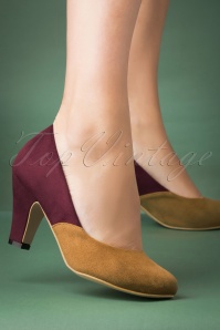 Banned Retro - 60s The Modernist Two Tone Pumps in Mustard and Burgundy