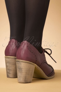 Banned Retro - 70s Betty Does Country Lace Up Shoe Booties in Burgundy 4