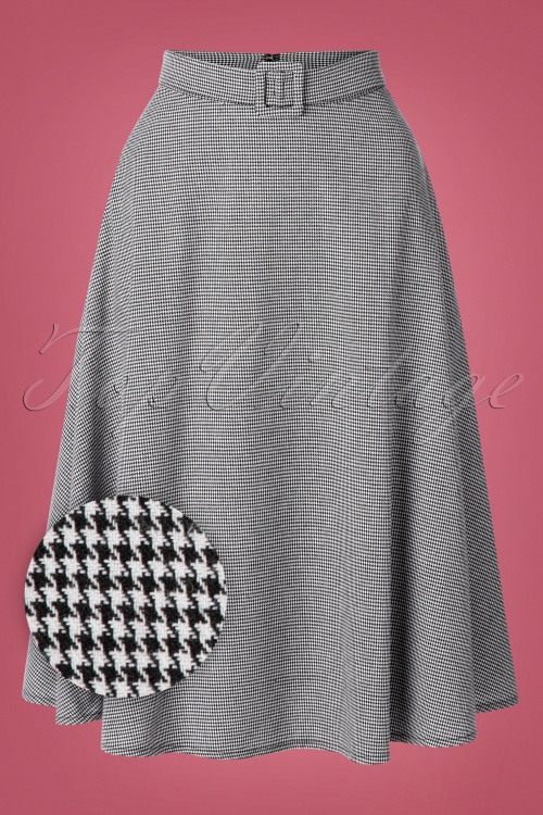 Banned Retro - Hetty Houndstooth swingrok in zwart en wit 2