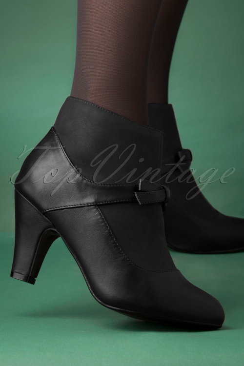 Banned Retro - Vintage Wings Shoe Booties Années 50 en Noir