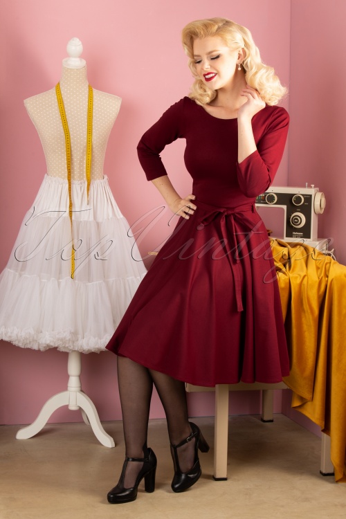Very Cherry - Ballerina Dress Années 50 en Rubis