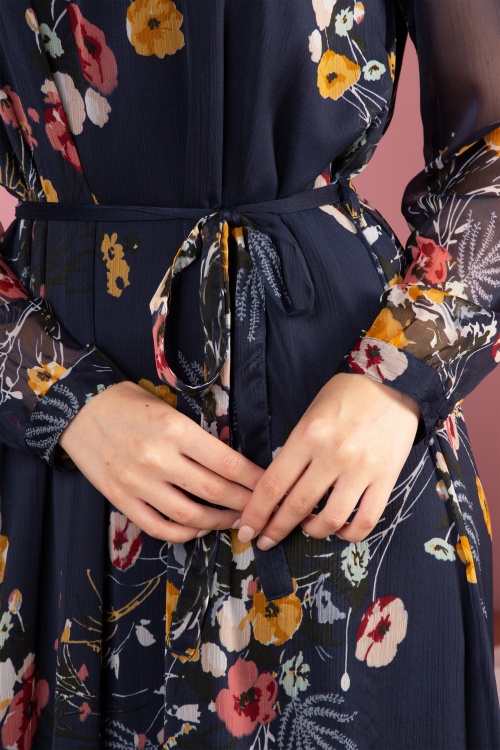 Md'M - 70s Meredith Floral Maxi Dress in Navy 3