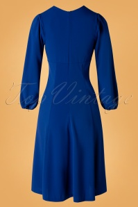 Unique Vintage - Micheline Pitt X Unique Vintage Pris Swing Dress Années 50 en Bleu Roi 4