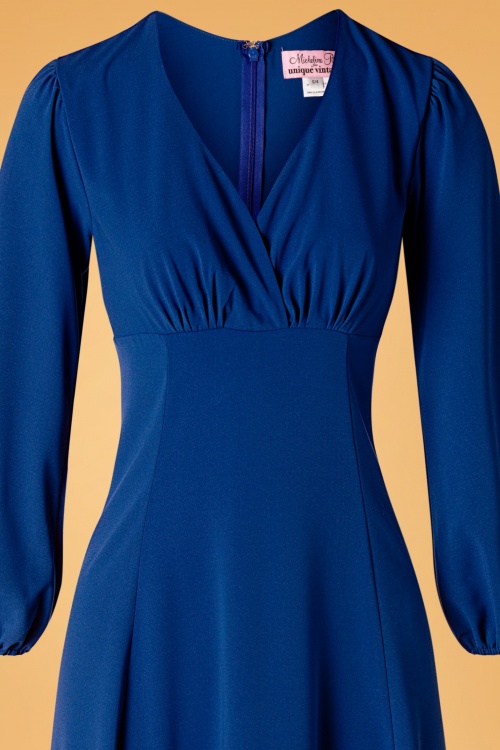 Unique Vintage - Micheline Pitt X Unique Vintage Pris Swing Dress Années 50 en Bleu Roi 3