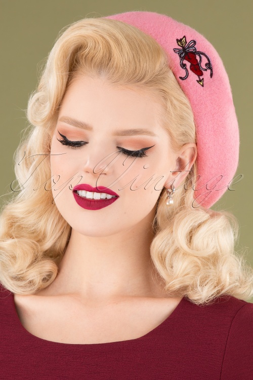 50s Amora Beret In Dolly Pink