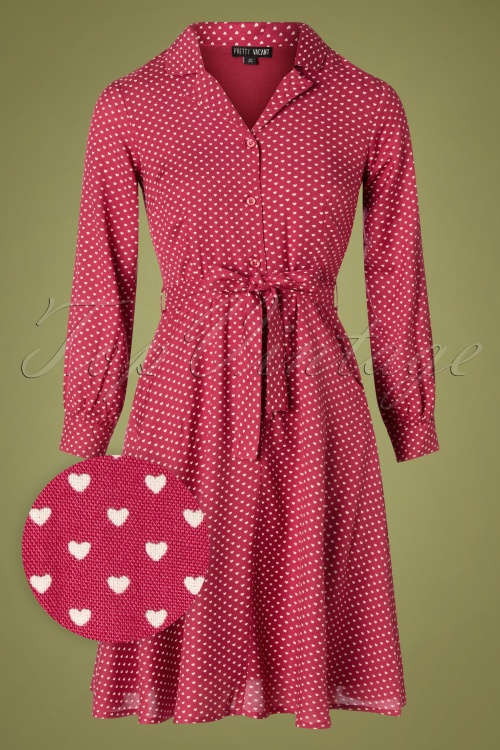 Pretty Vacant - 60s Sheena Hearts Dress in Burgundy 2