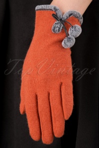 Powder - 40s Betty Pom Pom Wool Gloves in Tangerine 3
