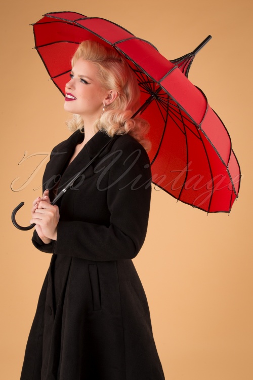 Collectif Clothing - Everly Umbrella Années 50 en Rouge