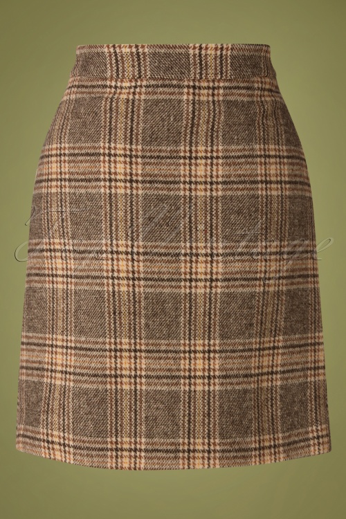 Md'M - 60s Ysela Check Wrap Skirt in Brown 2