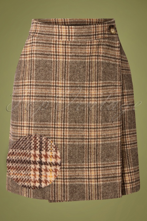 Md'M - 60s Ysela Check Wrap Skirt in Brown