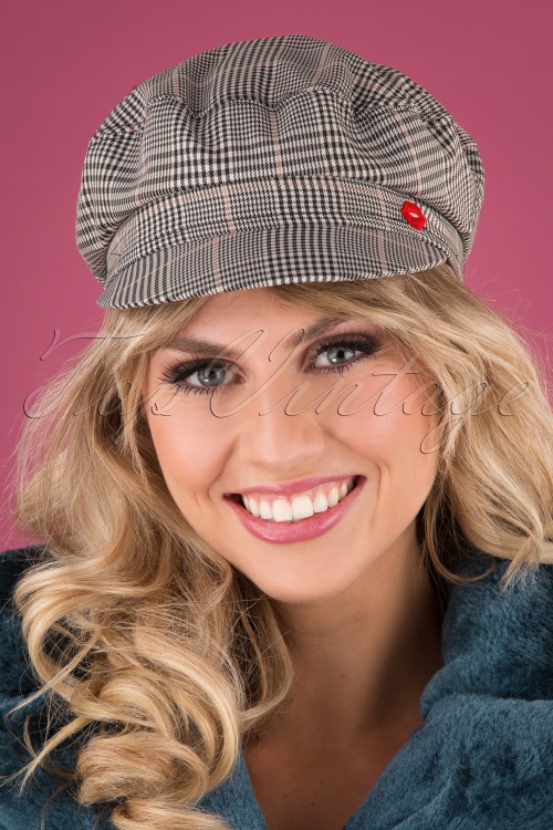 Mademoiselle YéYé - 70s Think A Hat Cap in Glencheck Grey