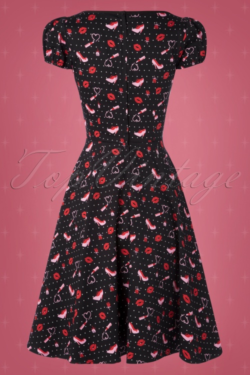 Collectif ♥ Topvintage - Mimi Shoes Love Doll-jurk in zwart 7