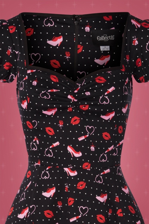Collectif ♥ Topvintage - 50s Mimi Shoes Love Doll Dress in Black 5