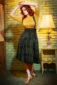 Collectif ♥ Topvintage - 50s Alexa Fife Check Swing Skirt in Green