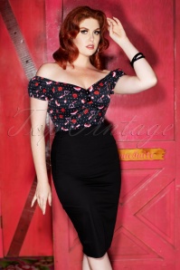 Collectif ♥ Topvintage - Dolores Shoes Love-top in zwart