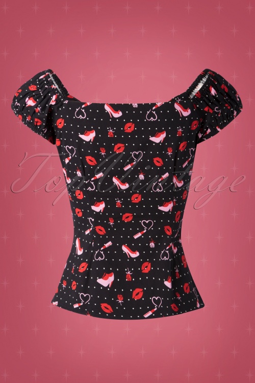 Collectif ♥ Topvintage - 50s Dolores Shoes Love Top in Black 4