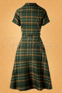 Collectif ♥ Topvintage - 50s Caterina Fife Check Swing Dress in Green 6