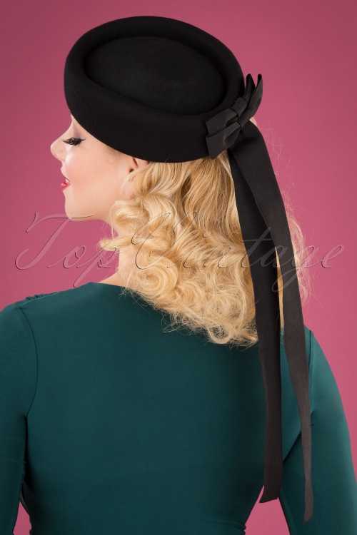 Banned Retro - 50s Olivia Ribbon Hat in Black 3
