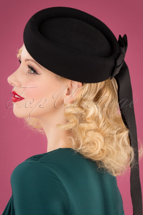 Banned Retro - 50s Olivia Ribbon Hat in Black