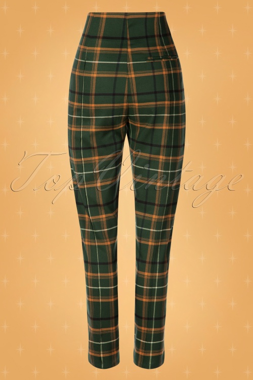Collectif ♥ Topvintage - Bonnie Fife Check Trousers Années 50 en Vert 6