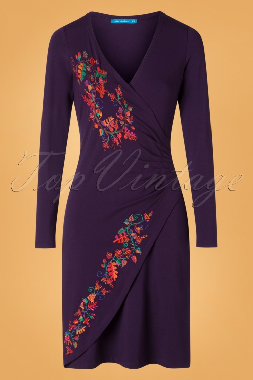 Lien & Giel - Buenos Aires Embroidery Dress Années 60 en Violet 2