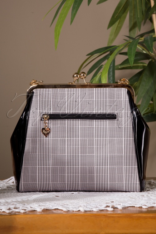Banned Retro - 50s Caraboo Houndstooth Bag in Black  4