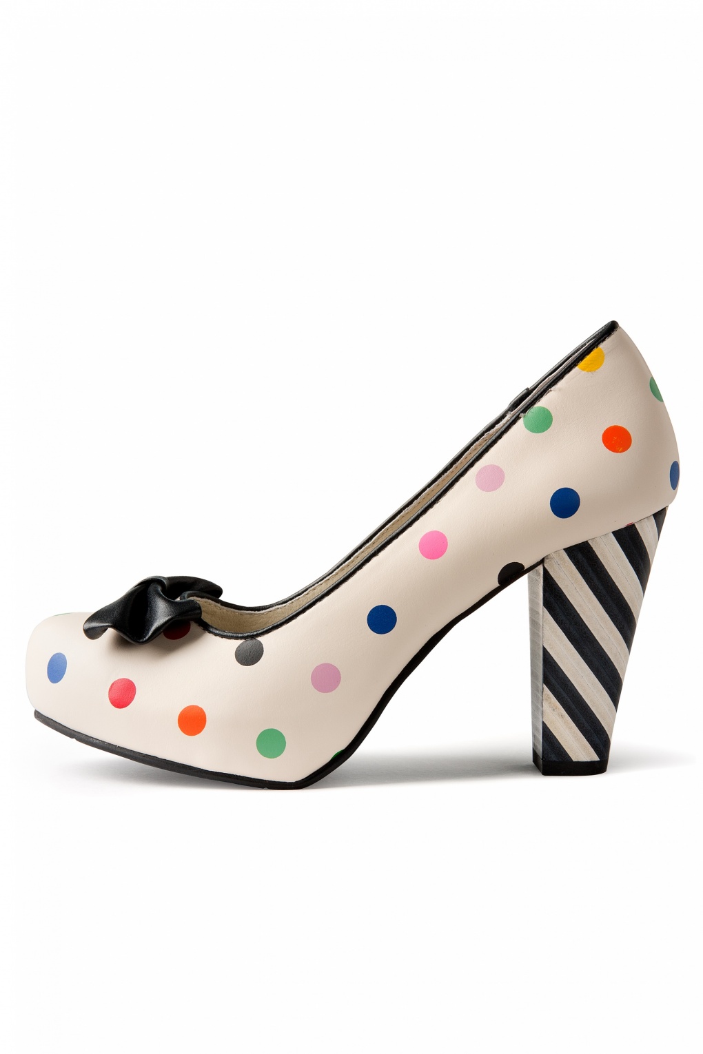 polka dot platform pumps