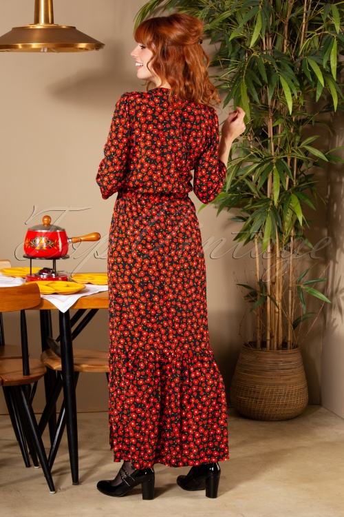 La Petite Francaise - 70s Robe Réusitte Maxi Dress in Black and Red 2