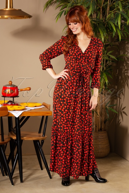 La Petite Francaise - Robe Réusitte maxi-jurk in zwart en rood