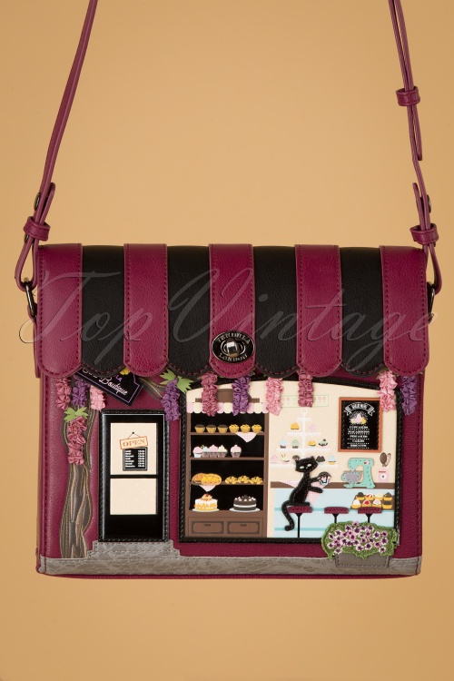 Vendula - Cake Boutique Box Bag Années 50 en Noir et Magenta