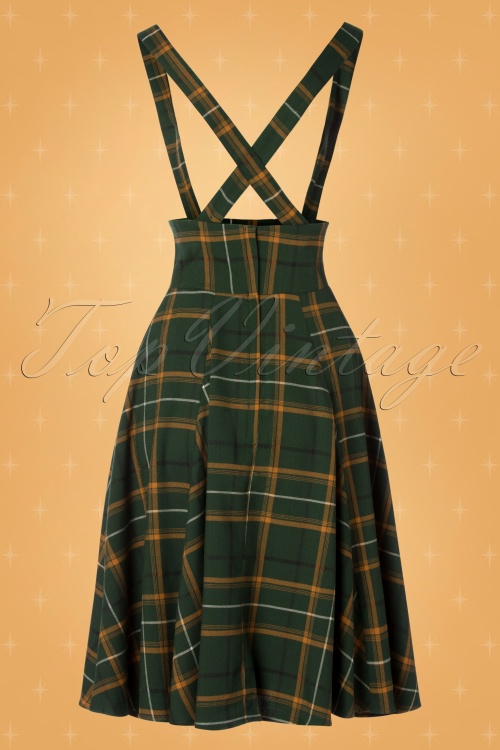 Collectif ♥ Topvintage - Alexa Fife Check Swing Skirt Années 50 en Vert 4