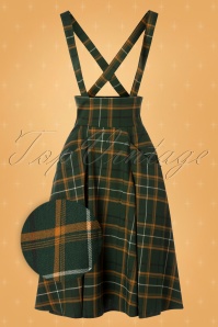 Collectif ♥ Topvintage - 50s Alexa Fife Check Swing Skirt in Green 3