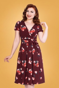Timeless - 50s Tilly Floral Swing Dress in Wine 2