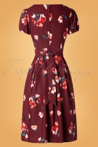 Timeless - 50s Tilly Floral Swing Dress in Wine 6