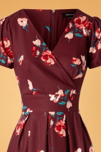Timeless - 50s Tilly Floral Swing Dress in Wine 3