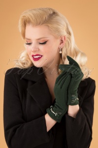 Darling Divine - Elegant Gloves Années 50 en Vert Sapin 3