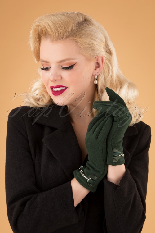 Darling Divine - Elegant Gloves Années 50 en Vert Sapin 3