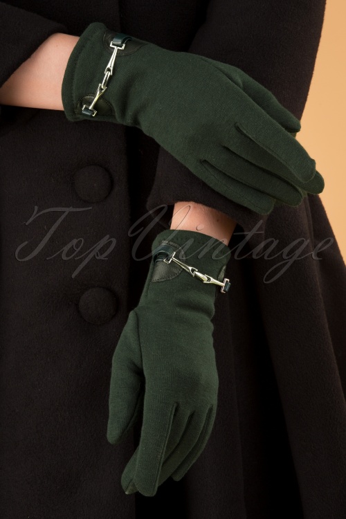 Darling Divine - Elegant Gloves Années 50 en Vert Sapin 4