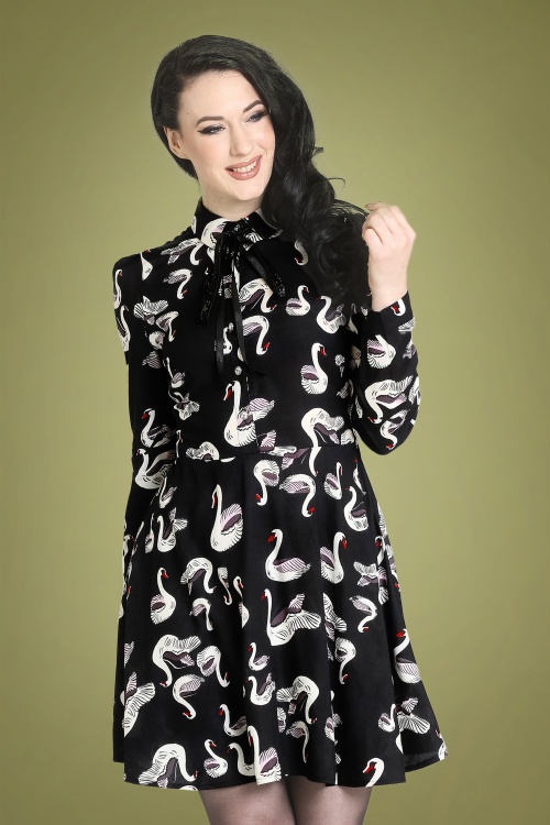 Bunny - 60s Odette Swan Dress in Black