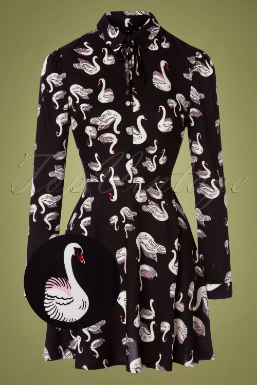 Bunny - 60s Odette Swan Dress in Black 2