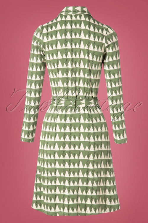 Tante Betsy - Winter Peaks jurk met knoopsluiting in groen 5