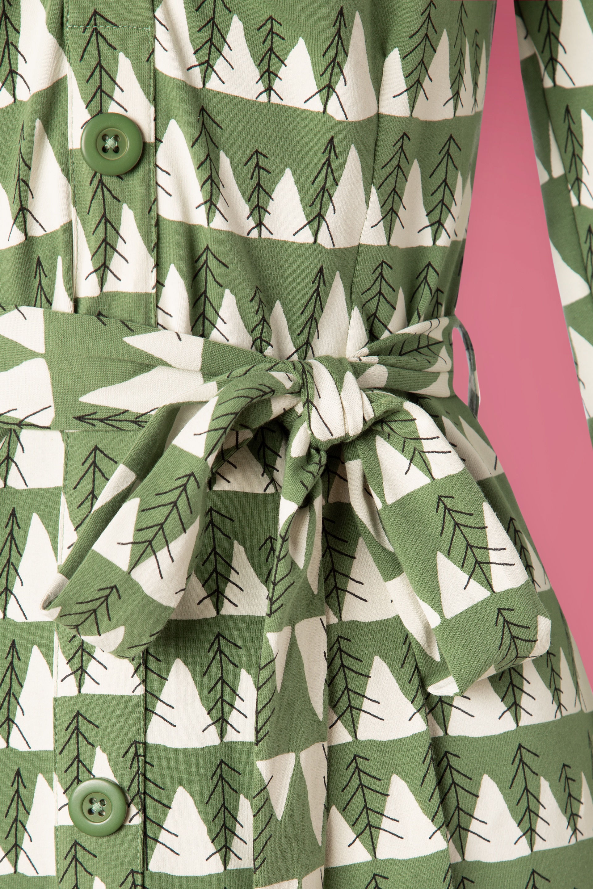 Tante Betsy - Winter Peaks jurk met knoopsluiting in groen 4