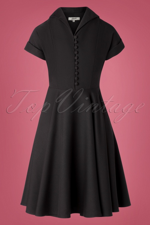 Belsira - 40s Valencia Swing Dress in Black 2