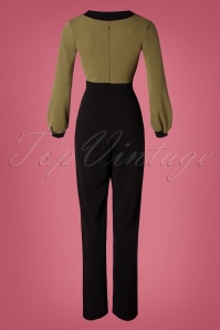 Vintage Chic for Topvintage - 50s Caddie Jumpsuit in Khaki and Black 5