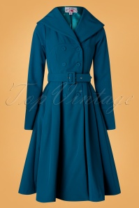 Miss Candyfloss - 50s Myriam Kat Water Resistant Trench Coat in Teal