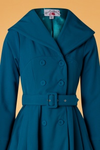Miss Candyfloss - 50s Myriam Kat Water Resistant Trench Coat in Teal 3