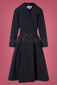Miss Candyfloss - 50s Myriam Lee Water Resistant Trench Coat in Navy